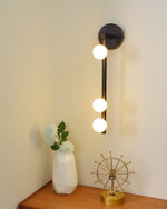 Brass Glass Tube Plug In Wall Lamp