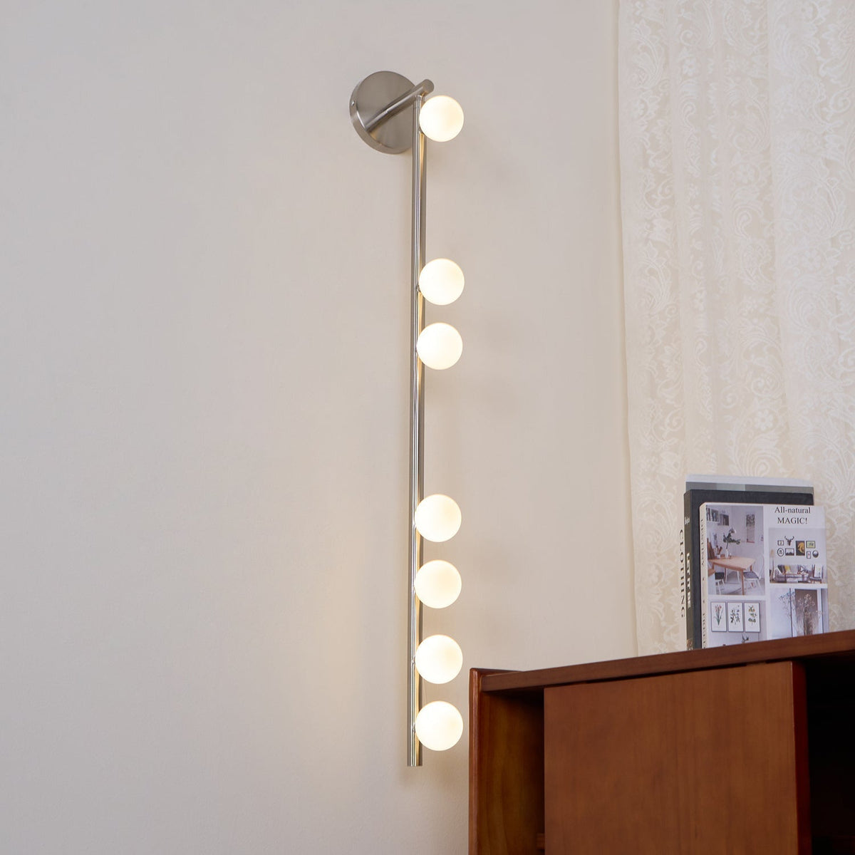 Brass Glass Tube Plug In Wall Lamp