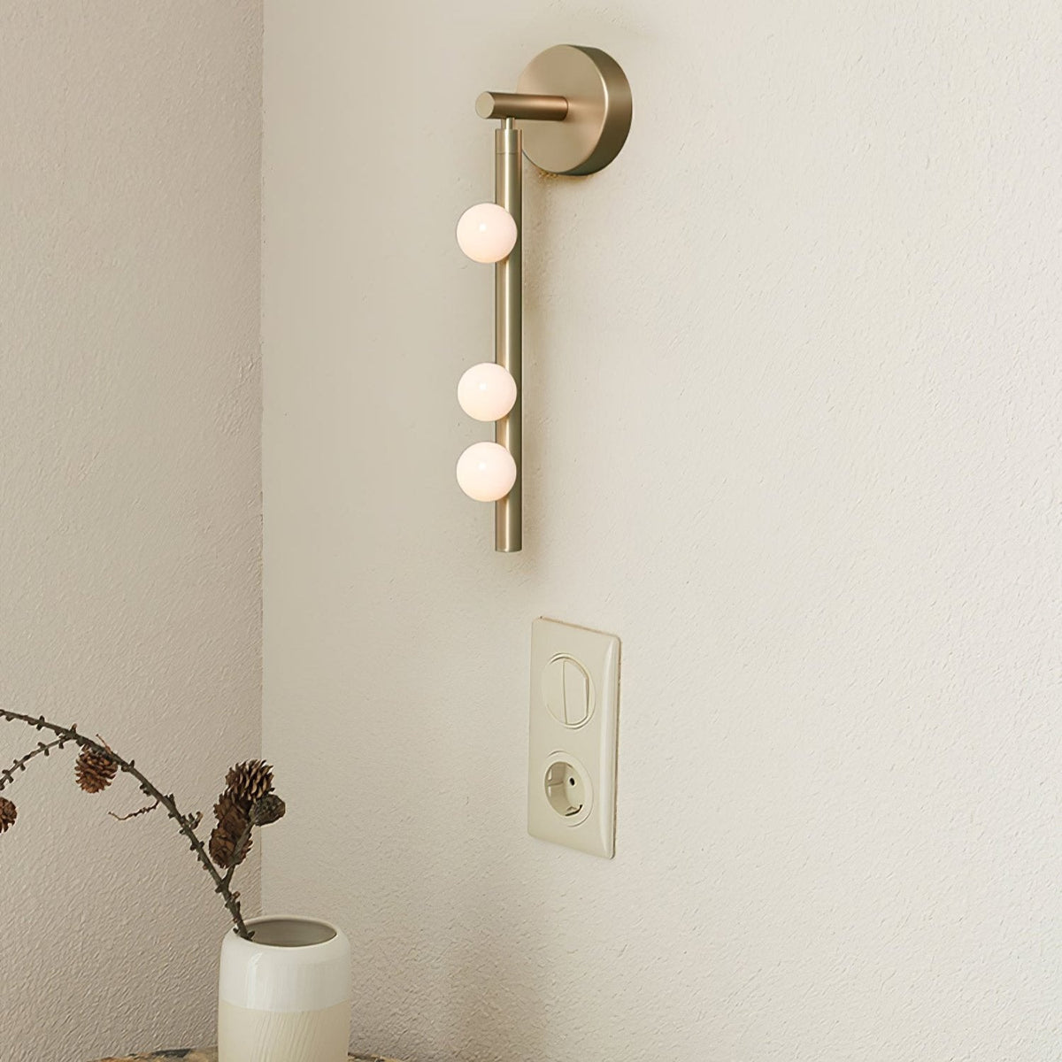 Brass Glass Tube Plug In Wall Lamp