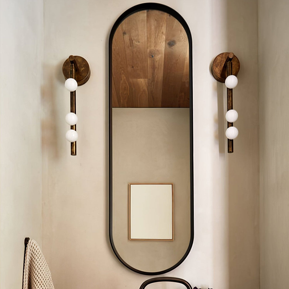 Brass Glass Tube Plug In Wall Lamp