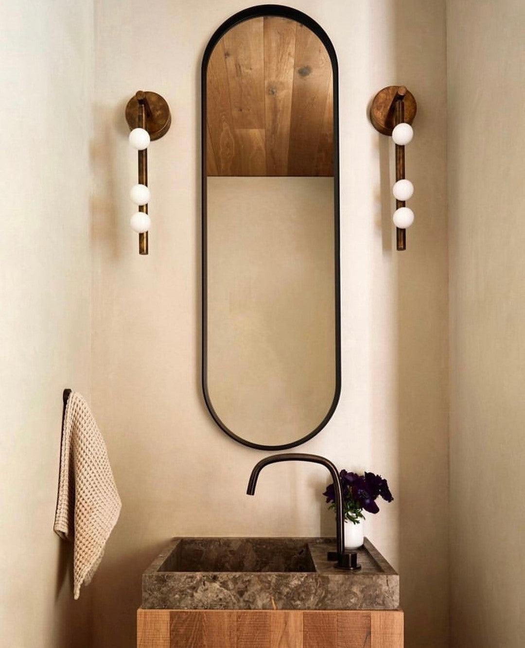 Brass Glass Tube Plug In Wall Lamp