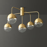 Globular Brass and Glass Semi-Flush Ceiling Light