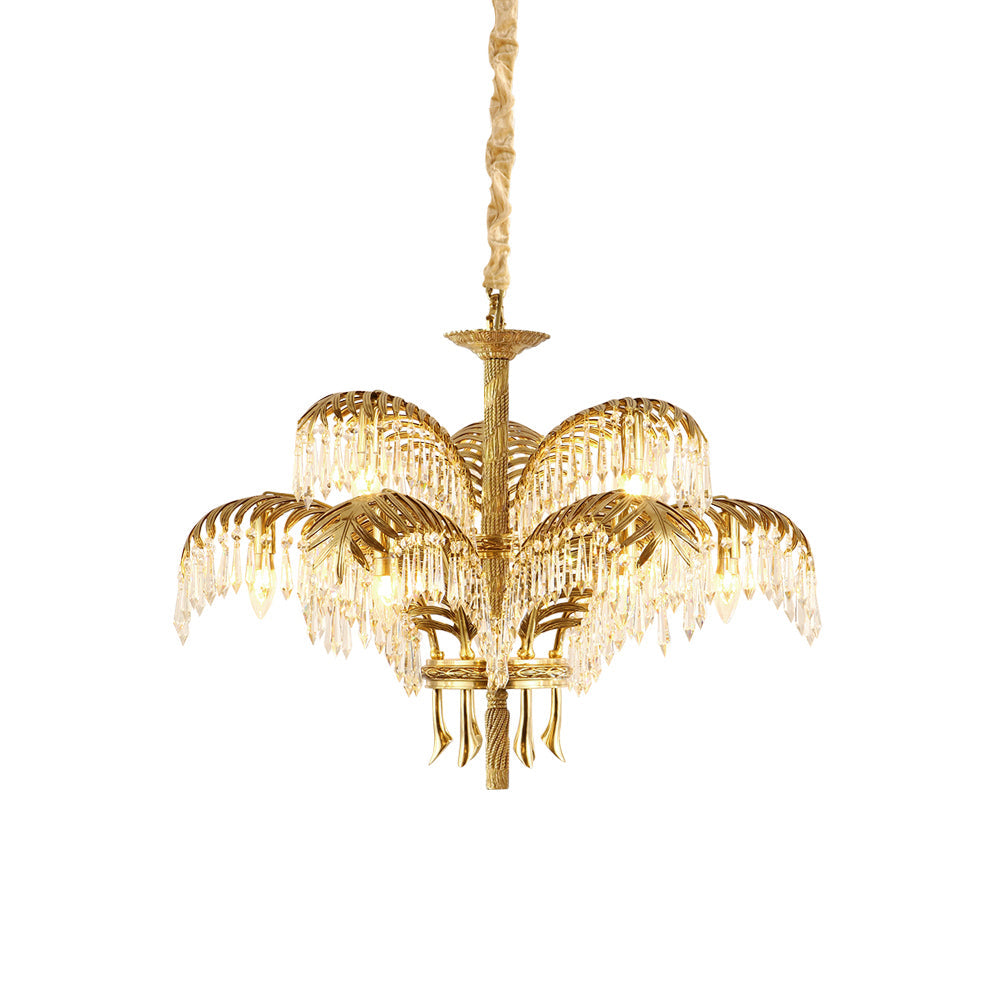 brass-palm-leaf-crystal-chandelier