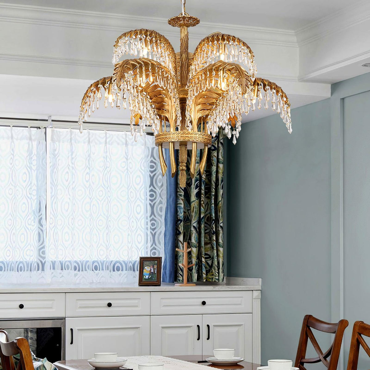 brass-palm-leaf-crystal-chandelier