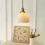 Brass Pleated Ceramic Pendant Lamp