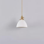 Brass Pleated Ceramic Pendant Lamp