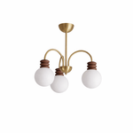 Bravelle Arc Chandelier – Modern Brass & Wood Pendant Light for Dining Room