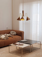 Bravik Wood Chandelier – Modern Brass & Wood Pendant Light