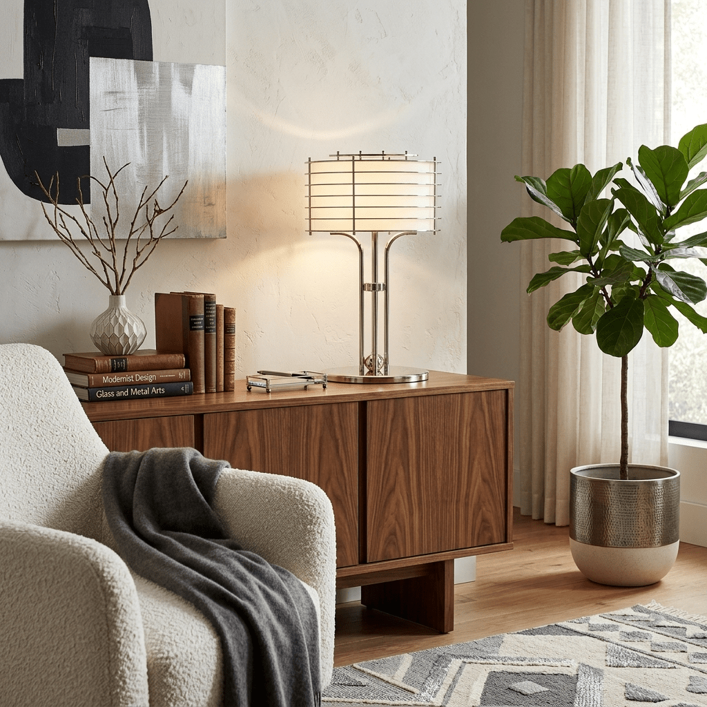 Bravon Linear Cage Table Lamp – Modern Brass Accent Lighting for Living Room & Bedroom