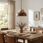 Bravon Wood Dome Pendant Light with Brass Accent