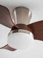 Breeze Lux Ceiling Fan Light with LED – Modern Brushed Gold & Walnut Finish