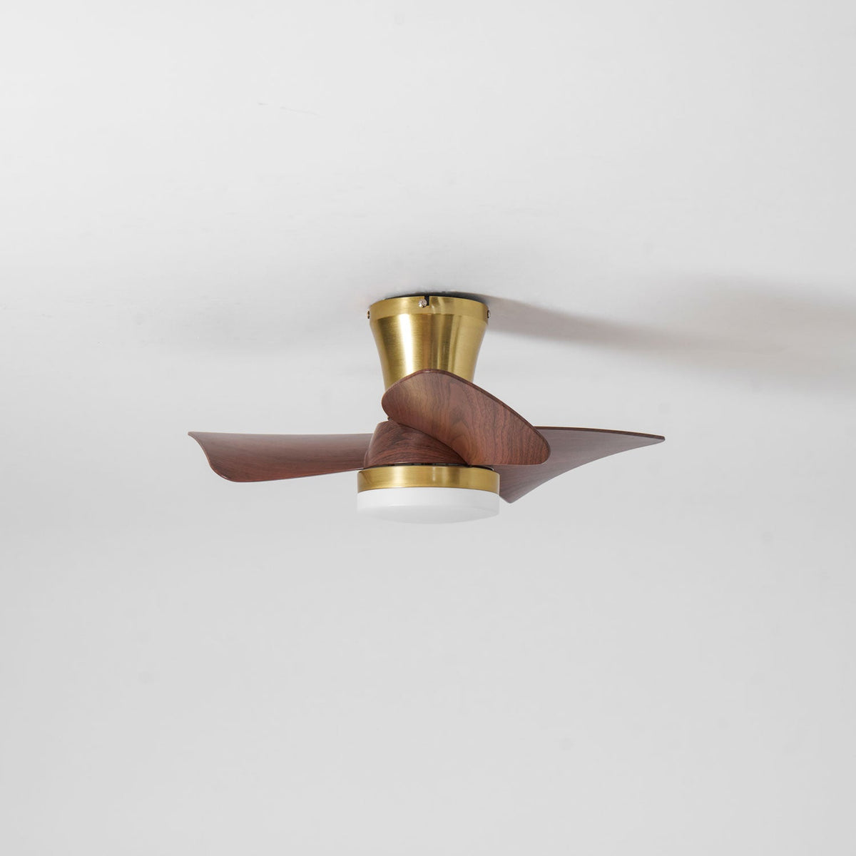 Breeze Lux Ceiling Fan Light with LED – Modern Brushed Gold & Walnut Finish