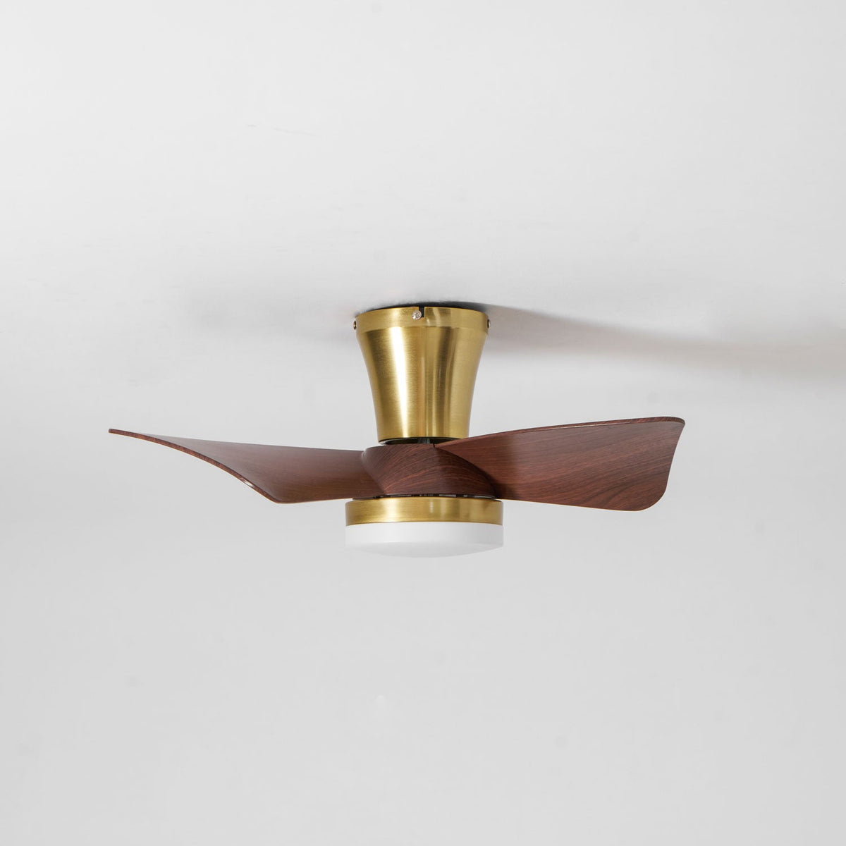 Breeze Lux Ceiling Fan Light with LED – Modern Brushed Gold & Walnut Finish