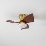 Breeze Lux Ceiling Fan Light with LED – Modern Brushed Gold & Walnut Finish