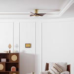 Breeze Lux Ceiling Fan Light with LED – Modern Brushed Gold & Walnut Finish