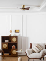 Breeze Lux Ceiling Fan Light with LED – Modern Brushed Gold & Walnut Finish