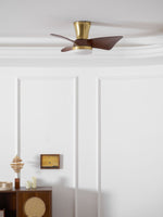 Breeze Lux Ceiling Fan Light with LED – Modern Brushed Gold & Walnut Finish