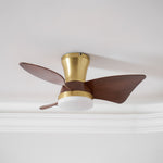 Breeze Lux Ceiling Fan Light with LED – Modern Brushed Gold & Walnut Finish