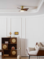Breeze Lux Ceiling Fan Light with LED – Modern Brushed Gold & Walnut Finish