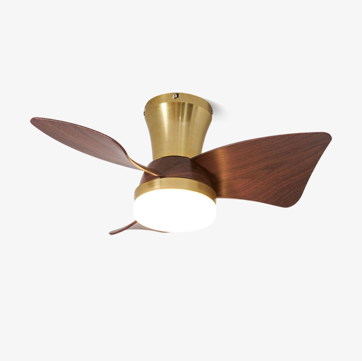 Breeze Lux Ceiling Fan Light with LED – Modern Brushed Gold & Walnut Finish