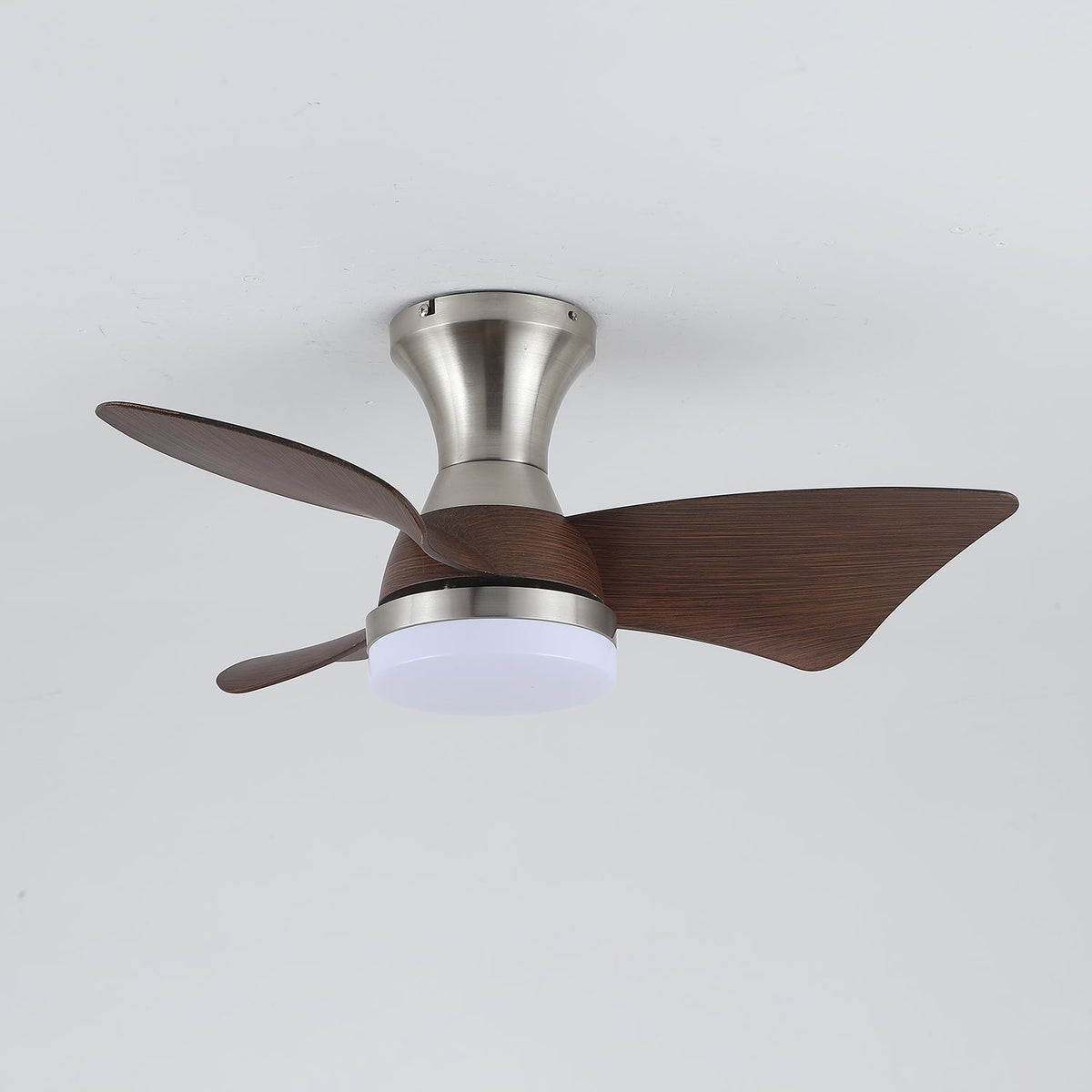 Breeze Lux Ceiling Fan Light with LED – Modern Brushed Gold & Walnut Finish
