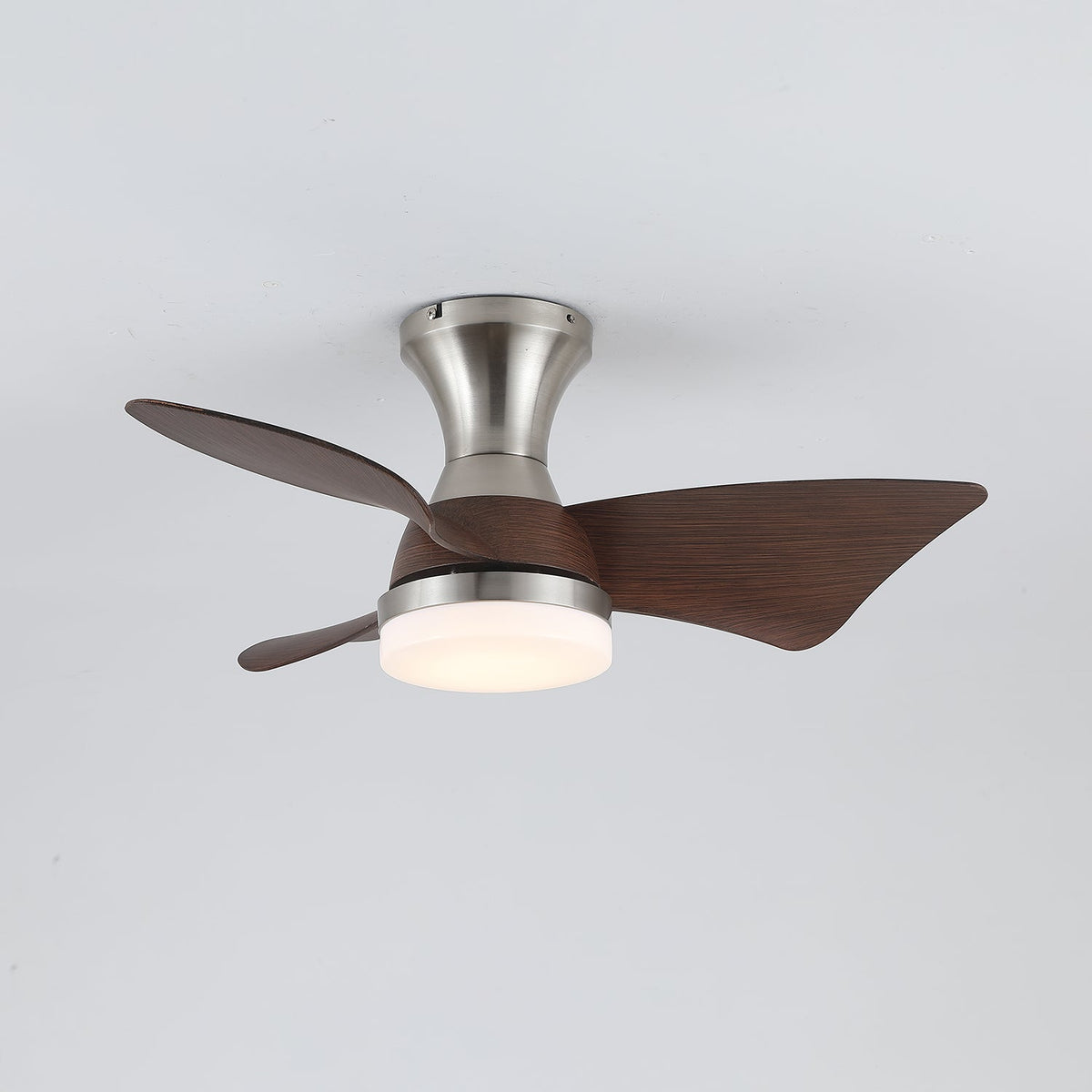 Breeze Lux Ceiling Fan Light with LED – Modern Brushed Gold & Walnut Finish