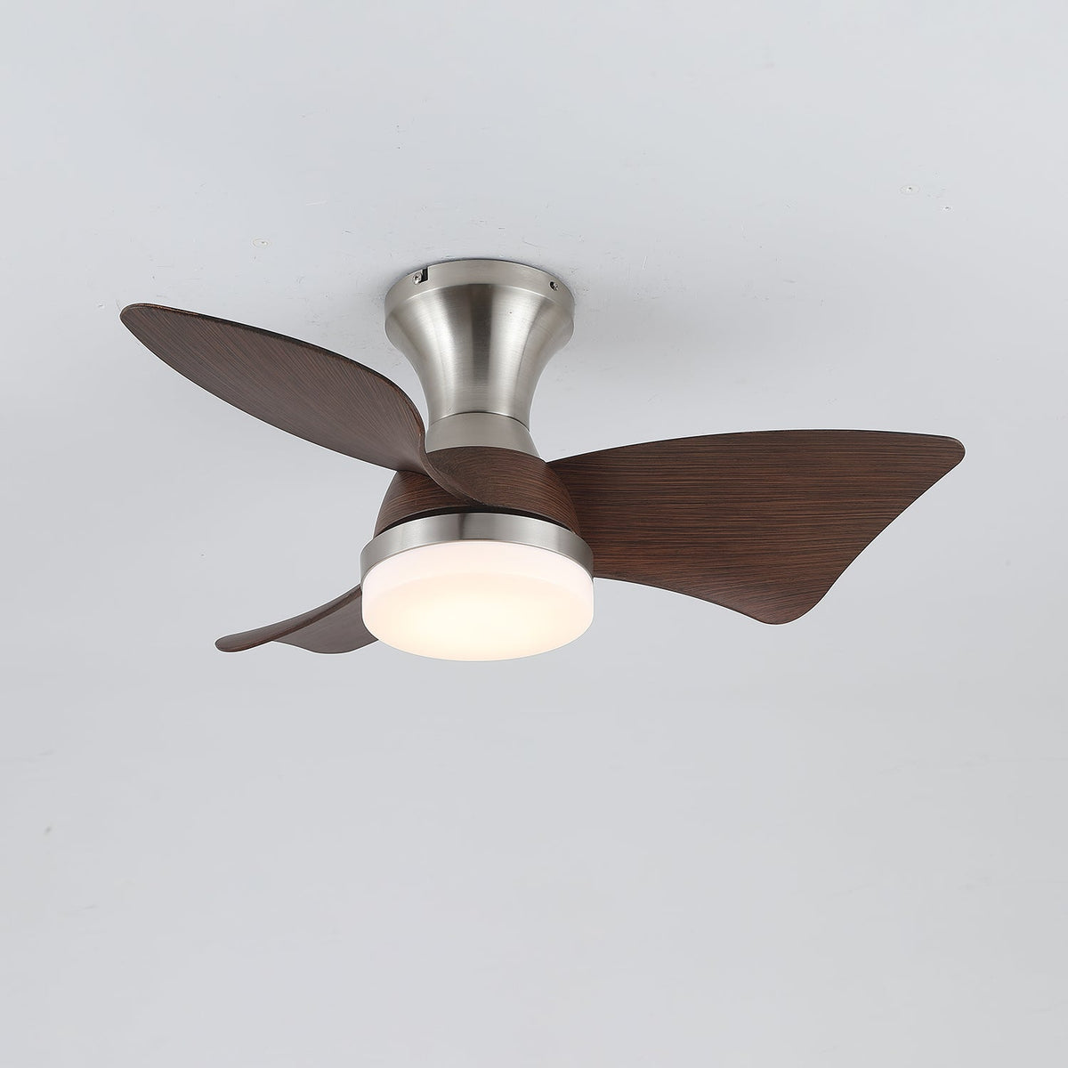 Breeze Lux Ceiling Fan Light with LED – Modern Brushed Gold & Walnut Finish