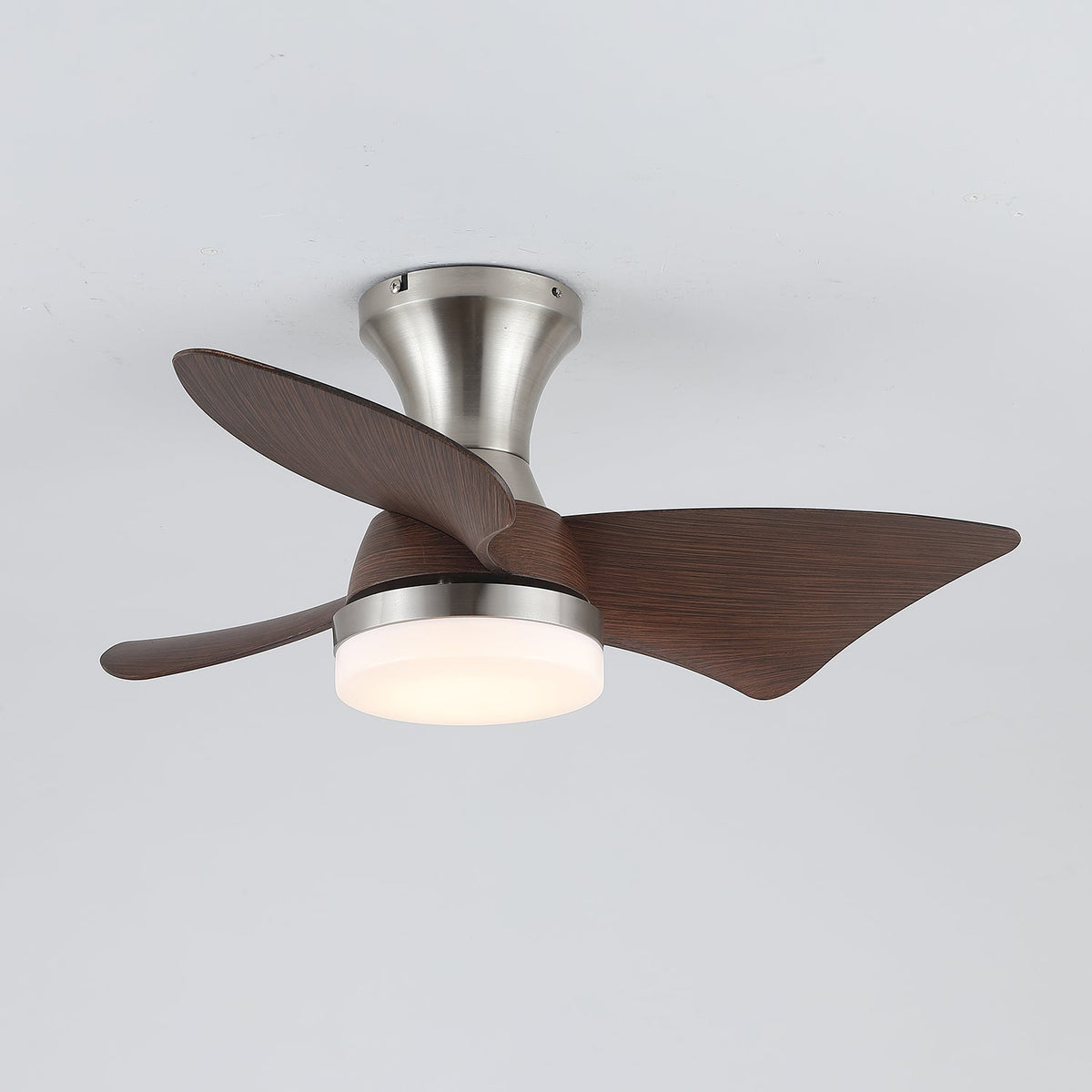 Breeze Lux Ceiling Fan Light with LED – Modern Brushed Gold & Walnut Finish