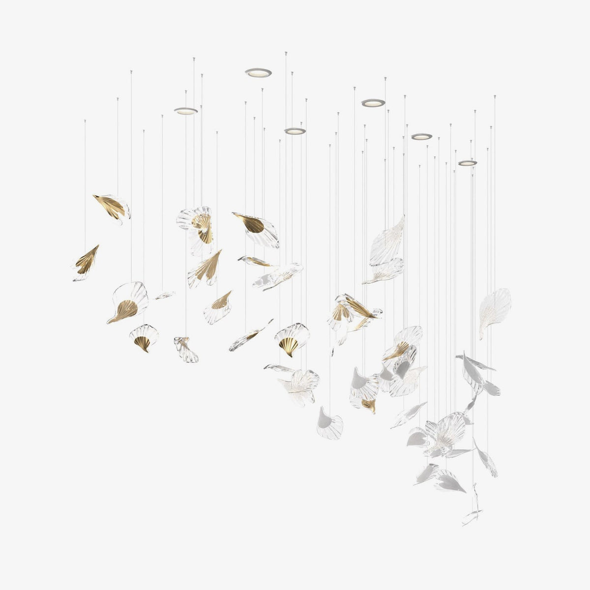 Breezeleaf Crystal Chandelier – Modern Handblown Glass Pendant Light for Dining Room and Living Room