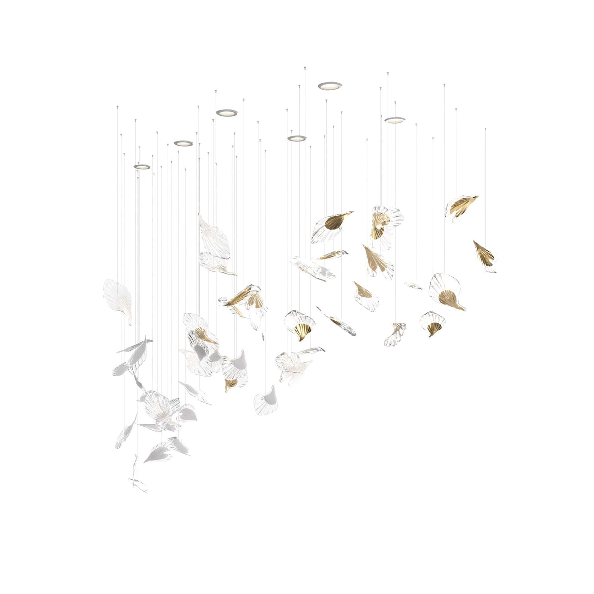 Breezeleaf Crystal Chandelier – Modern Handblown Glass Pendant Light for Dining Room and Living Room