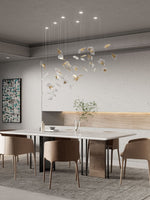 Breezeleaf Crystal Chandelier – Modern Handblown Glass Pendant Light for Dining Room and Living Room