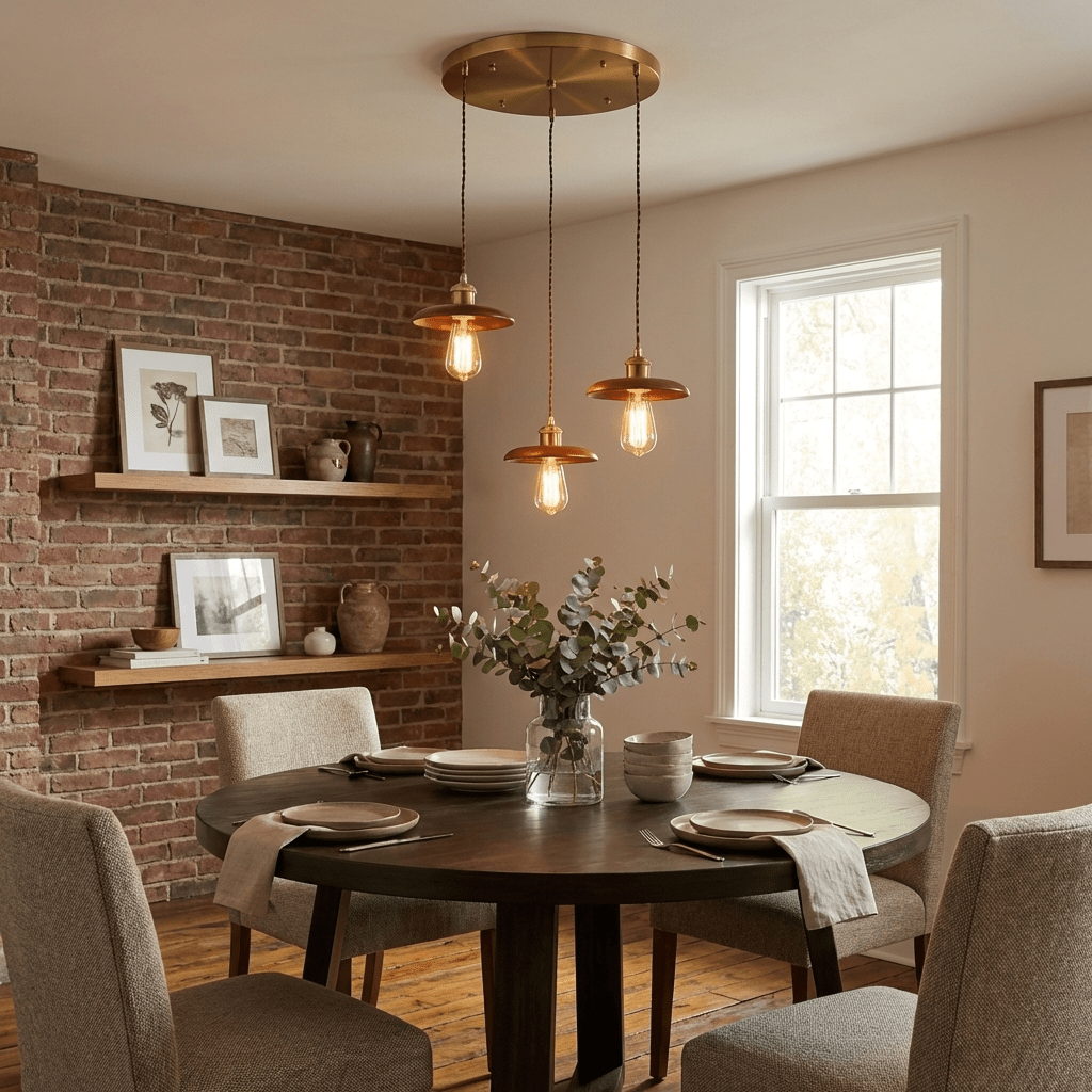 Brenton Arch Wood & Brass Pendant Light for Dining and Kitchen