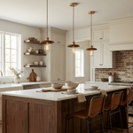 Brenton Arch Wood & Brass Pendant Light for Dining and Kitchen