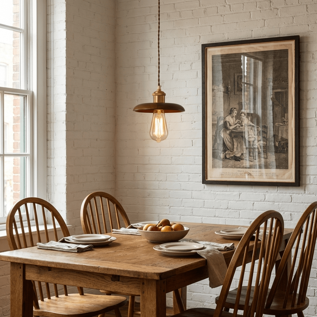 Brenton Arch Wood & Brass Pendant Light for Dining and Kitchen