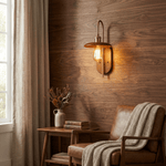 Brenton Arch Wall Sconce in Brass and Wood for Bedroom and Hallway