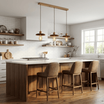 Brenton Arch Wood & Brass Pendant Light for Dining and Kitchen