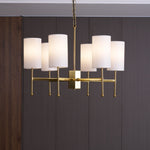 Brass Chandelier with Fabric Shades – Modern Luxury Lighting for Dining and Living Rooms