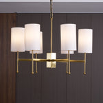 Brass Chandelier with Fabric Shades – Modern Luxury Lighting for Dining and Living Rooms