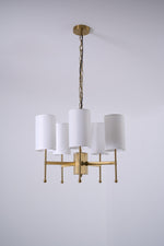 Brass Chandelier with Fabric Shades – Modern Luxury Lighting for Dining and Living Rooms