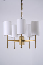 Brass Chandelier with Fabric Shades – Modern Luxury Lighting for Dining and Living Rooms
