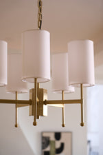 Brass Chandelier with Fabric Shades – Modern Luxury Lighting for Dining and Living Rooms
