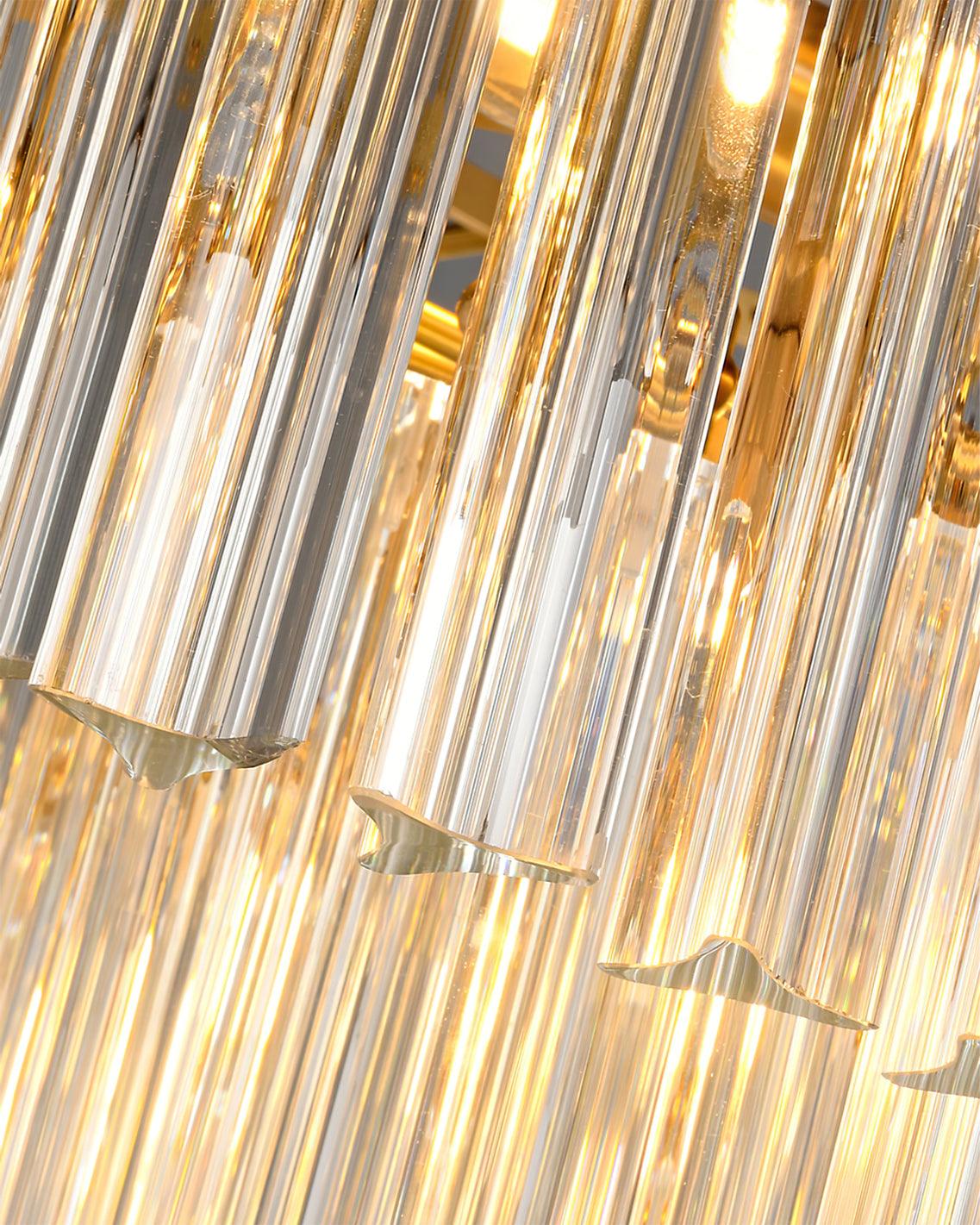 Brinicle Crystal Chandelier in Brass Finish, Modern Tiered Spiral Pendant Light