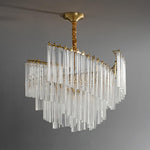 Brinicle Crystal Chandelier in Brass Finish, Modern Tiered Spiral Pendant Light