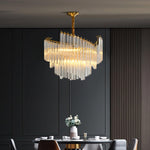 Brinicle Crystal Chandelier in Brass Finish, Modern Tiered Spiral Pendant Light