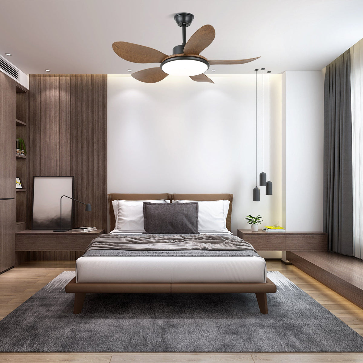 Brinley Ceiling Fan Light with LED, 42" & 52" Options, Modern Design
