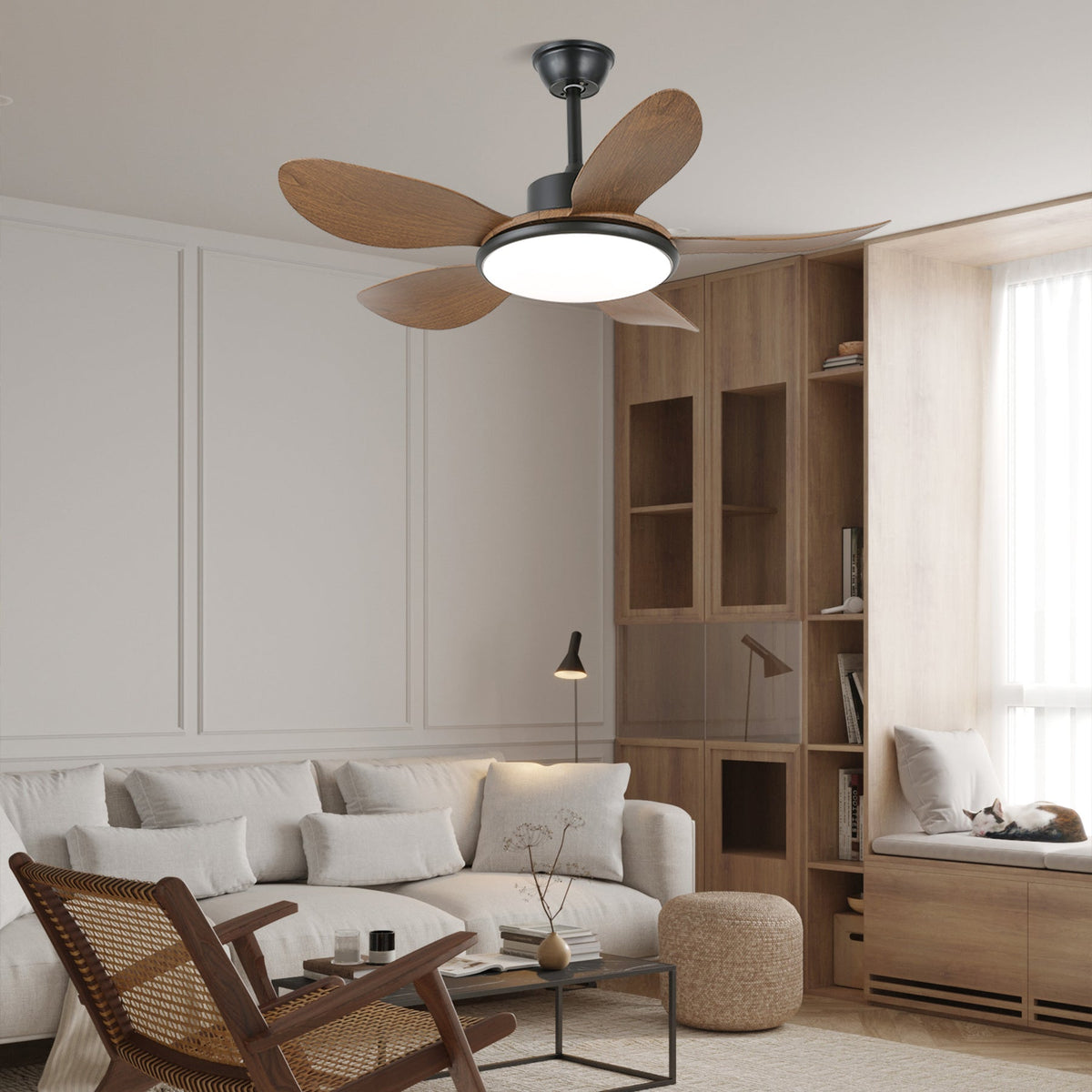 Brinley Ceiling Fan Light with LED, 42" & 52" Options, Modern Design