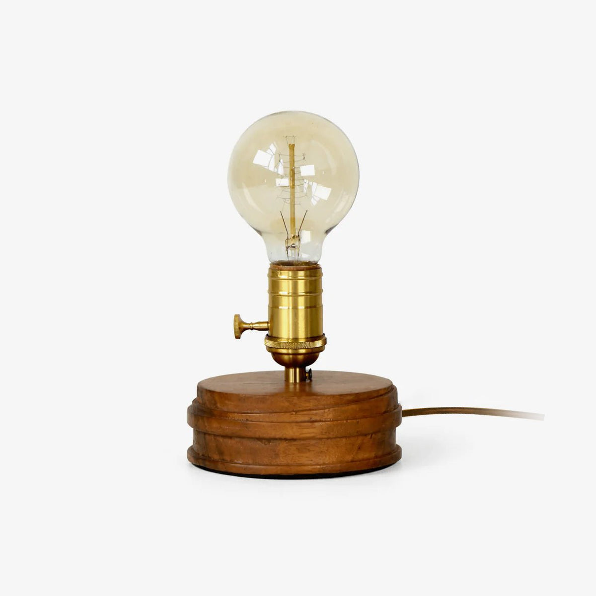 Briston Table Lamp – Natural Wood & Brass Vintage Desk Light