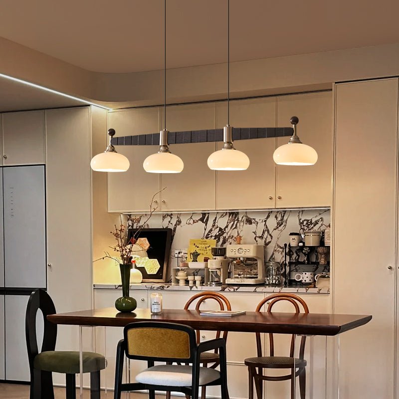Brixton Oar Linear Pendant Light – Modern Wood & Brass Kitchen Island Lamp