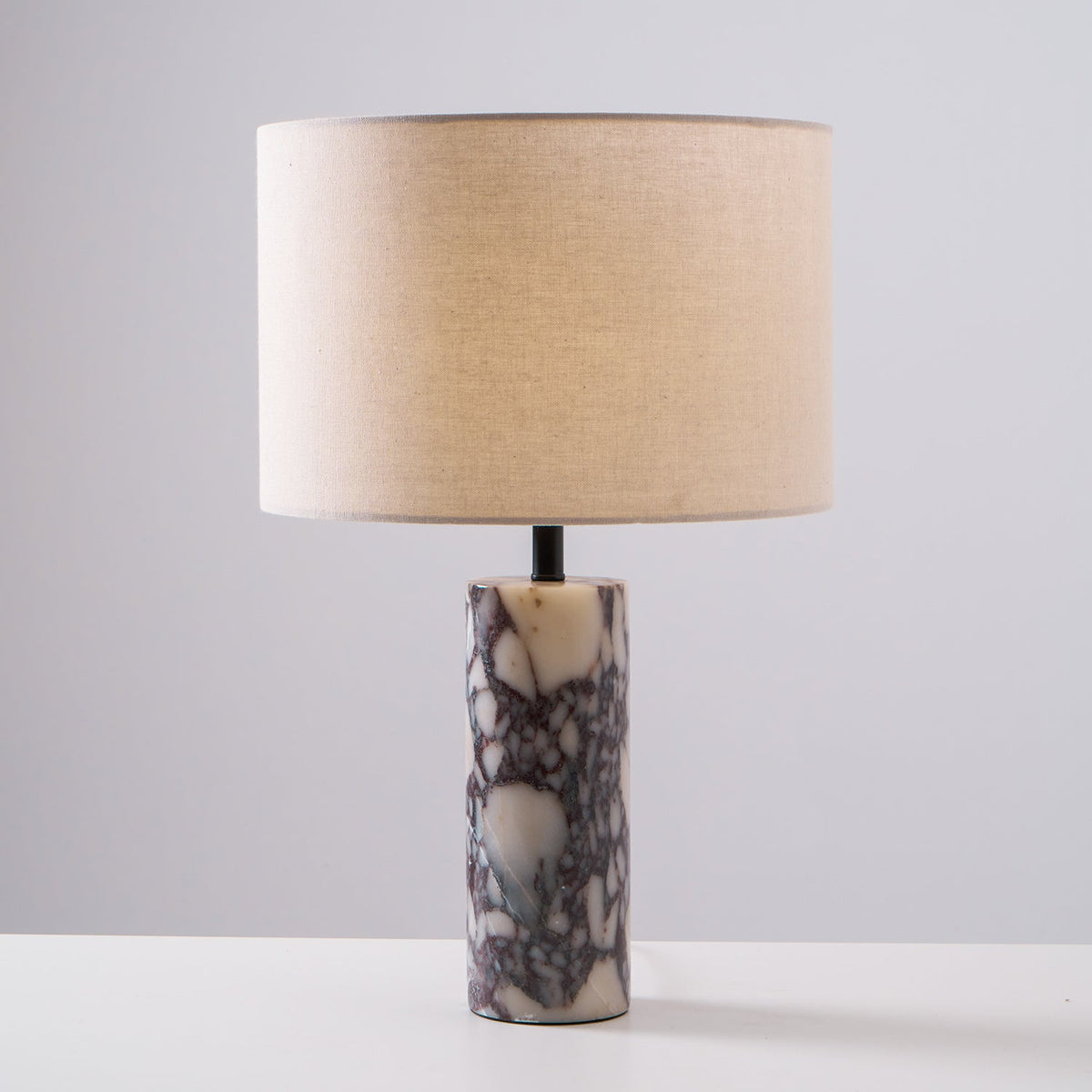 Ardena Marble Table Lamp with Linen Shade for Bedroom and Living Room