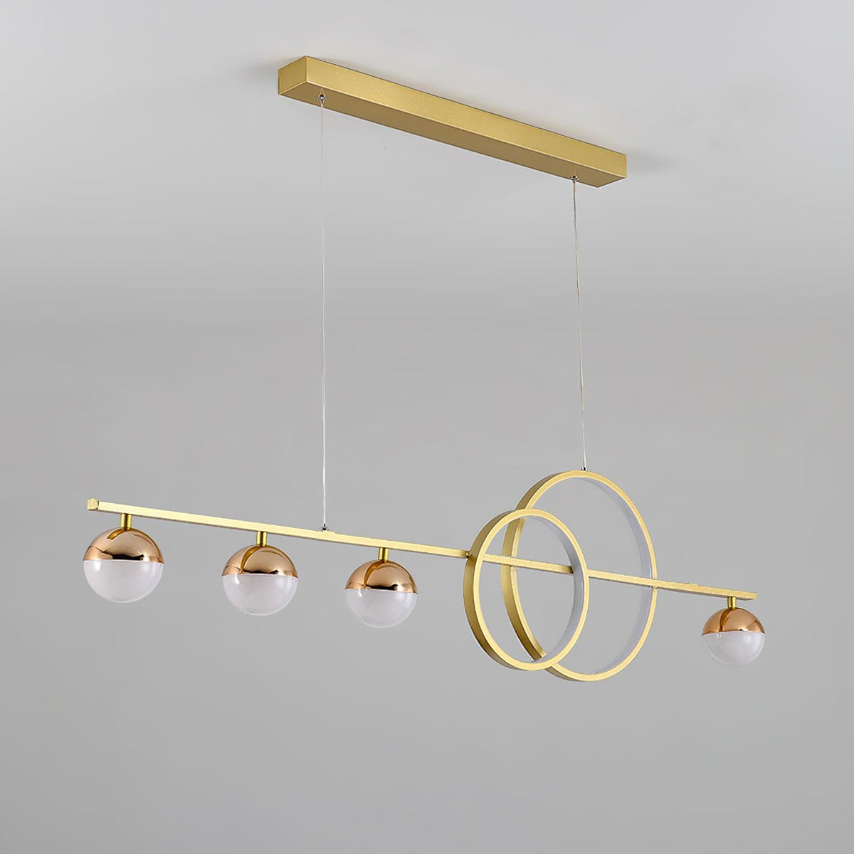 Brooklyn Double Circle LED Chandelier in Gold for Dining Room and Living Space